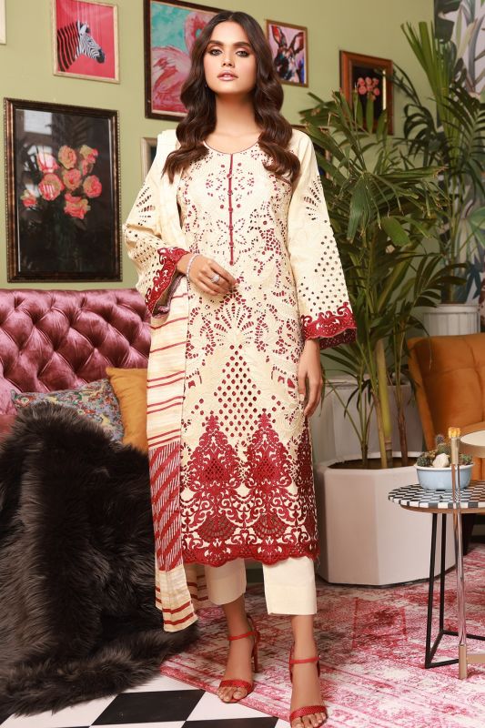 3 Pc Embroidered and silk Suit
