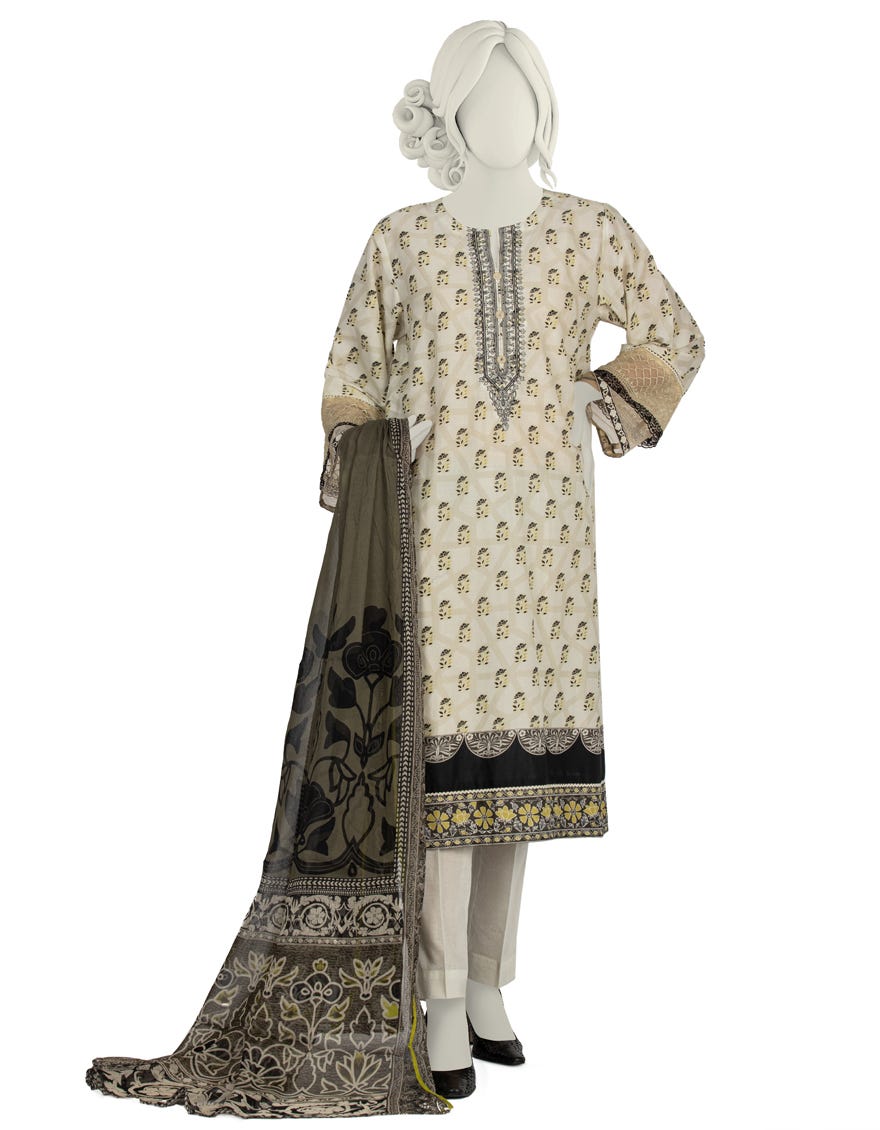Embroidered Printed Lawn & Chiffon 3Pc Suit