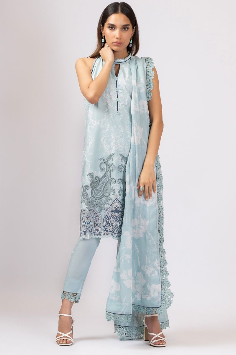 Printed Lawn Suit with Cotton