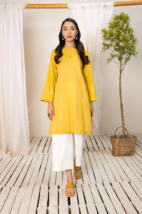 Yellow Embroidered Cotton Shirt