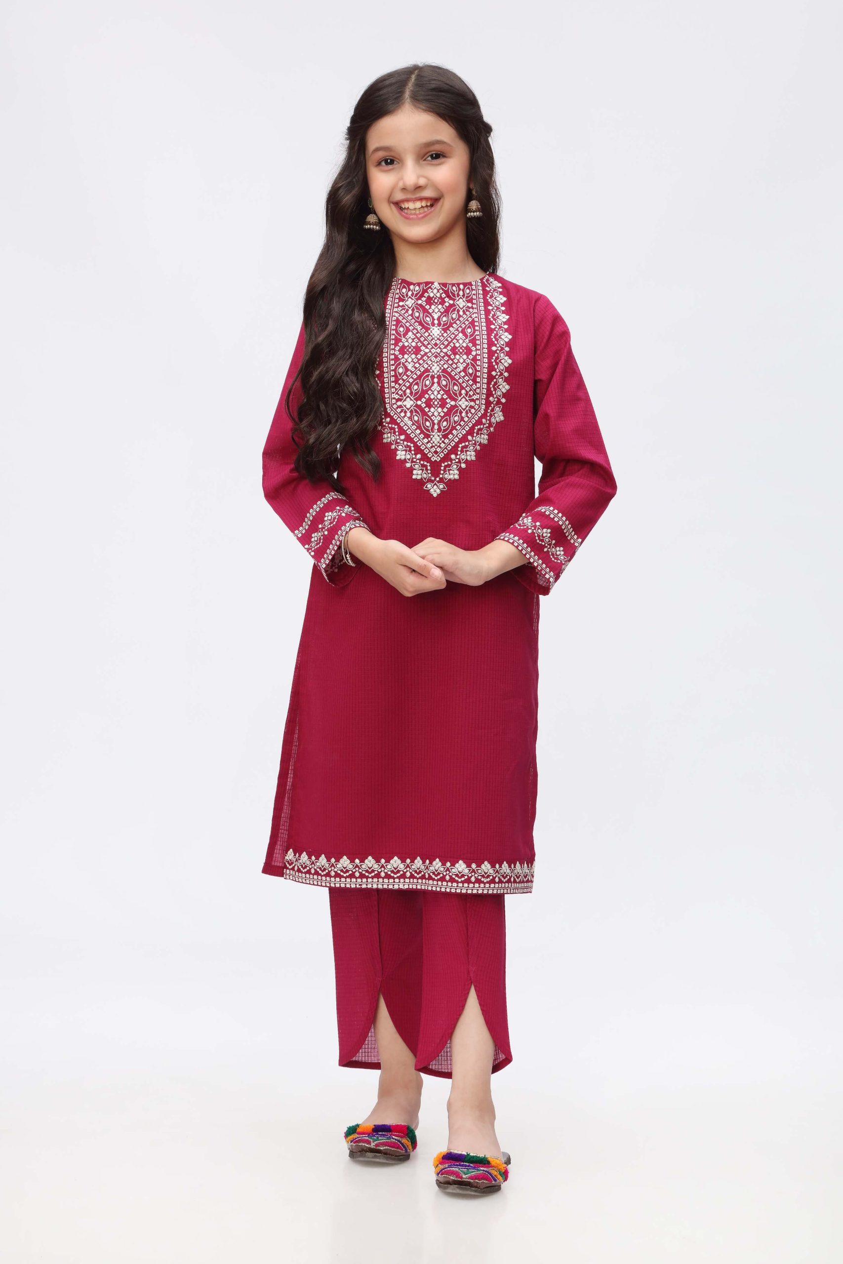 Embroidered Kameez with Tulip Trousers