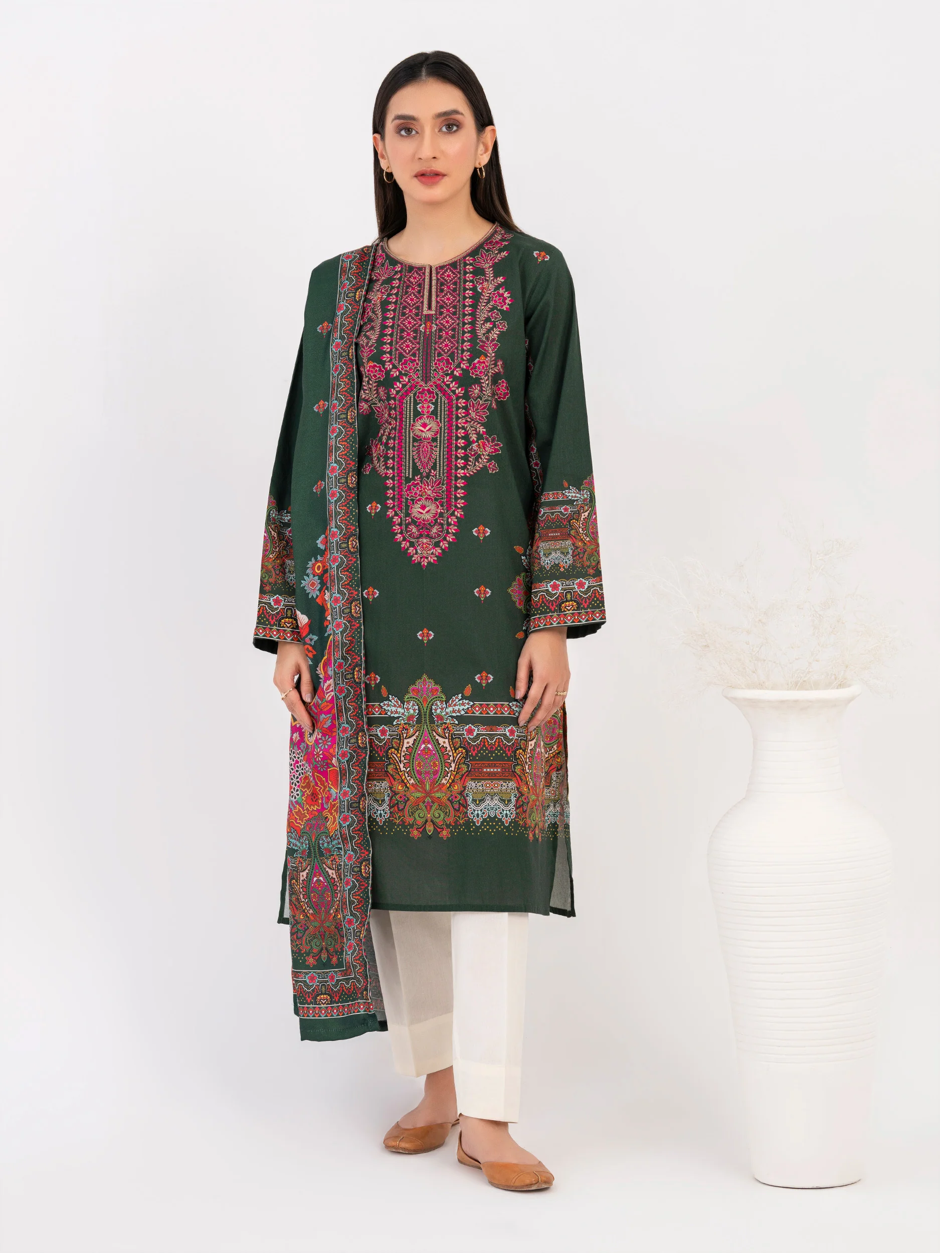 2 Piece Winter Cotton Suit Embroidered 