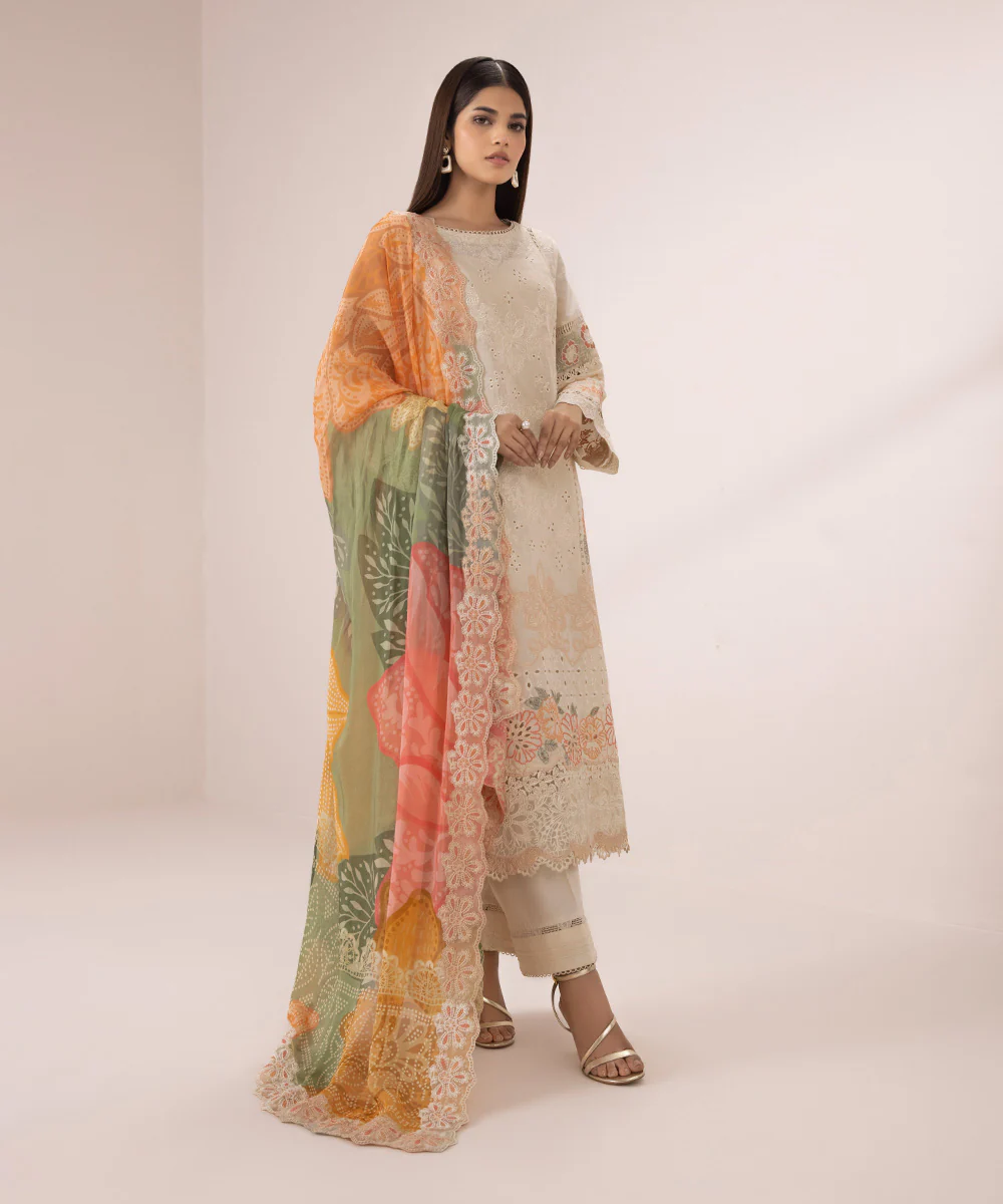 EMBROIDERED JACQUARD SUIT ivory sapphire sale 2024