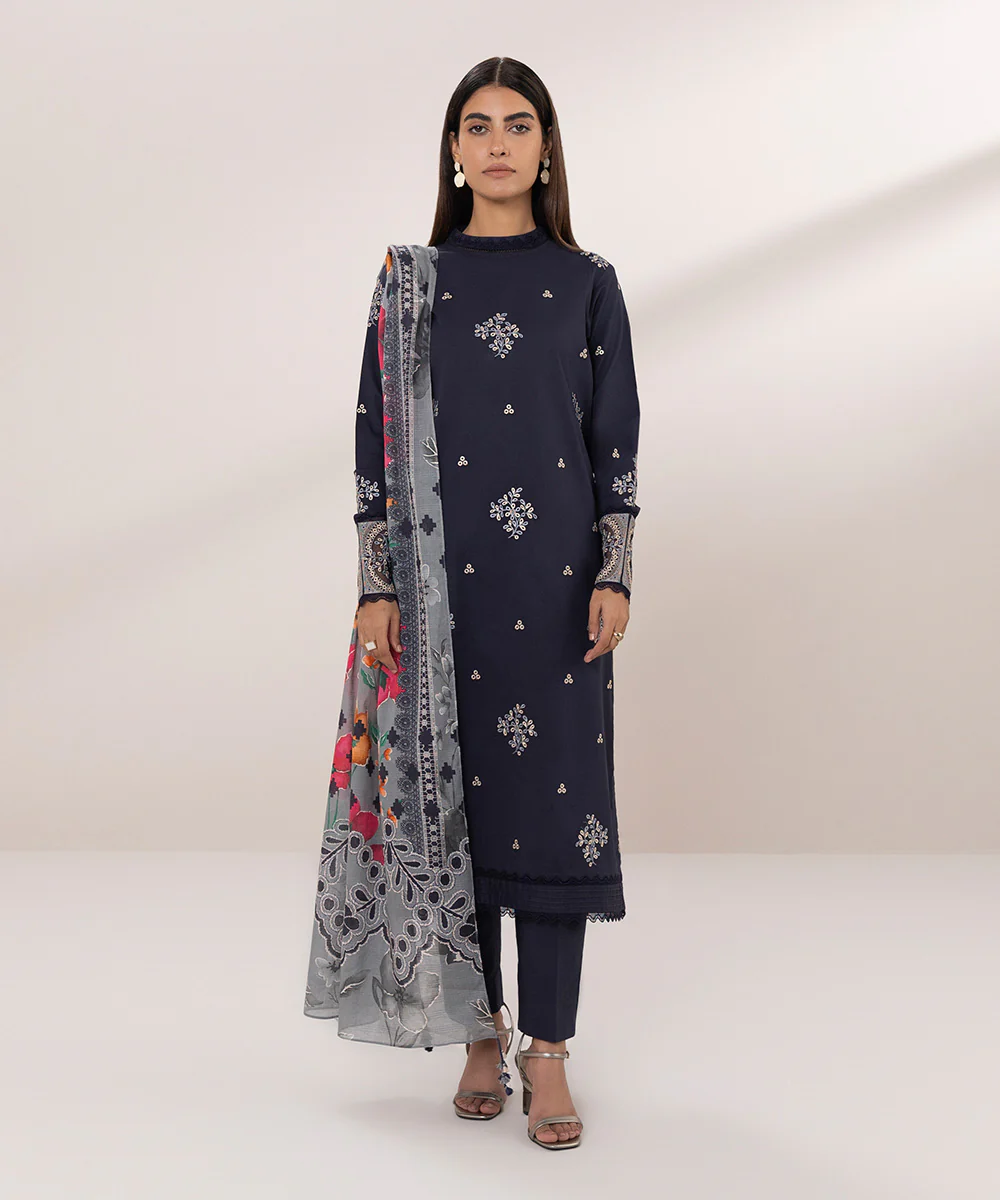 EMBROIDERED LAWN SUIT black sapphire 2024 sale