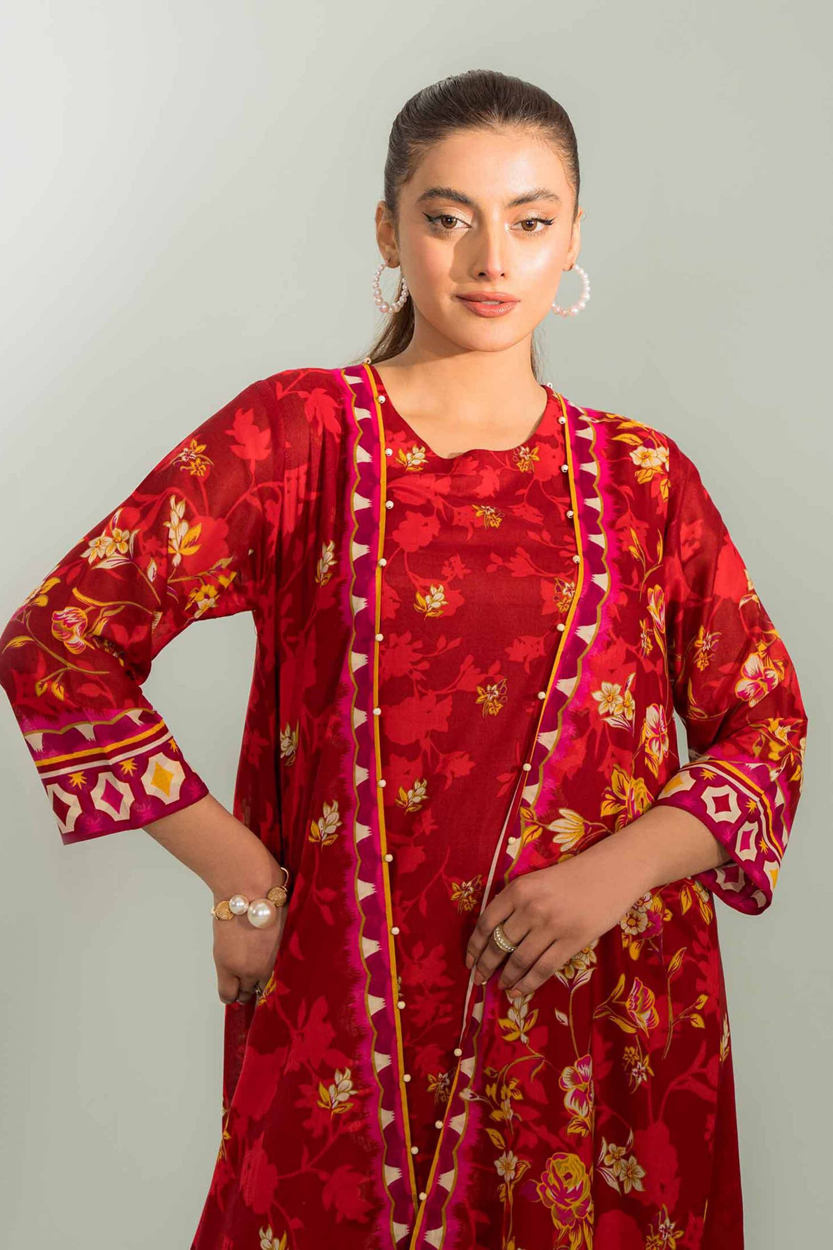 Floral Printed Style Shirt with Dupatta Nishat Linen 2024