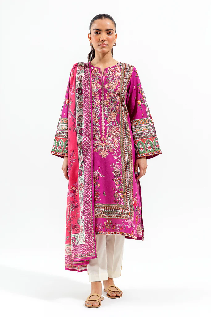 2 Pc Embroidered Lawn Suit Purple