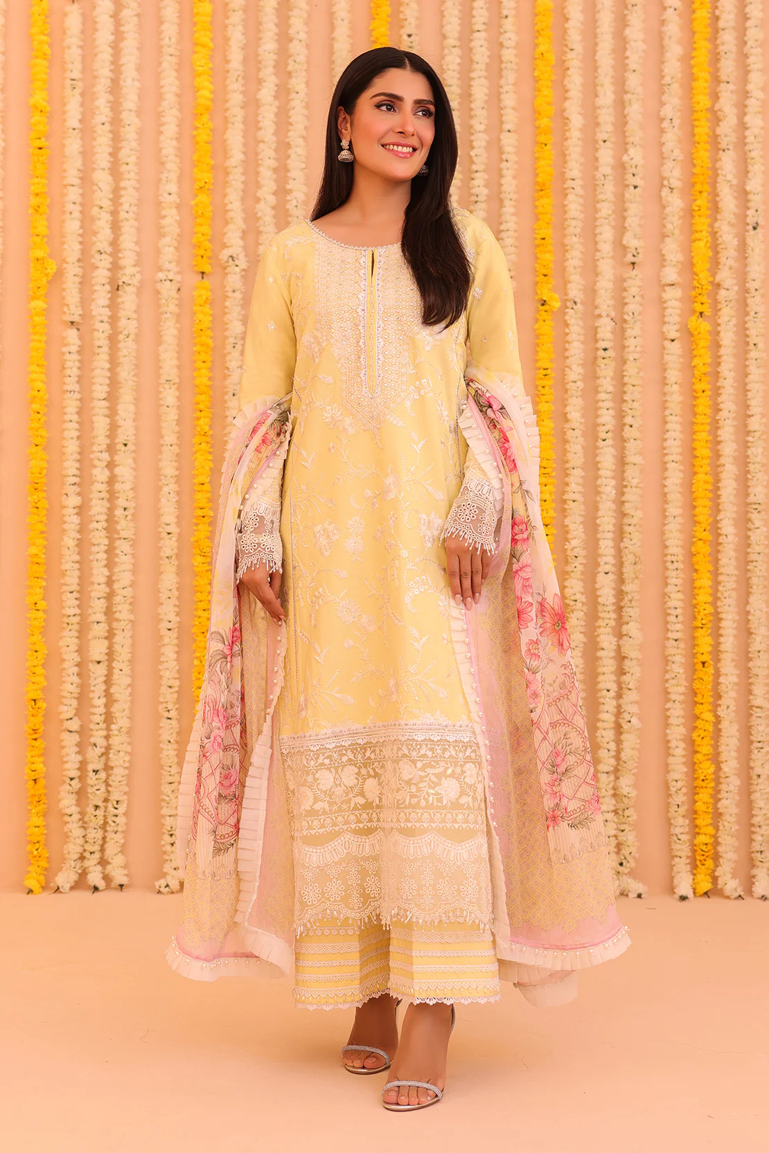 3 Pc Lawn Suit Yellow