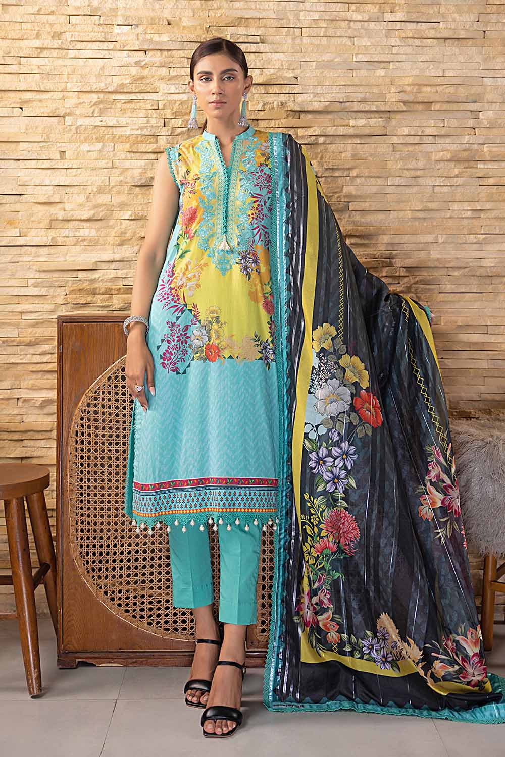 3PC Digital Printed Cambric Unstitched Suit