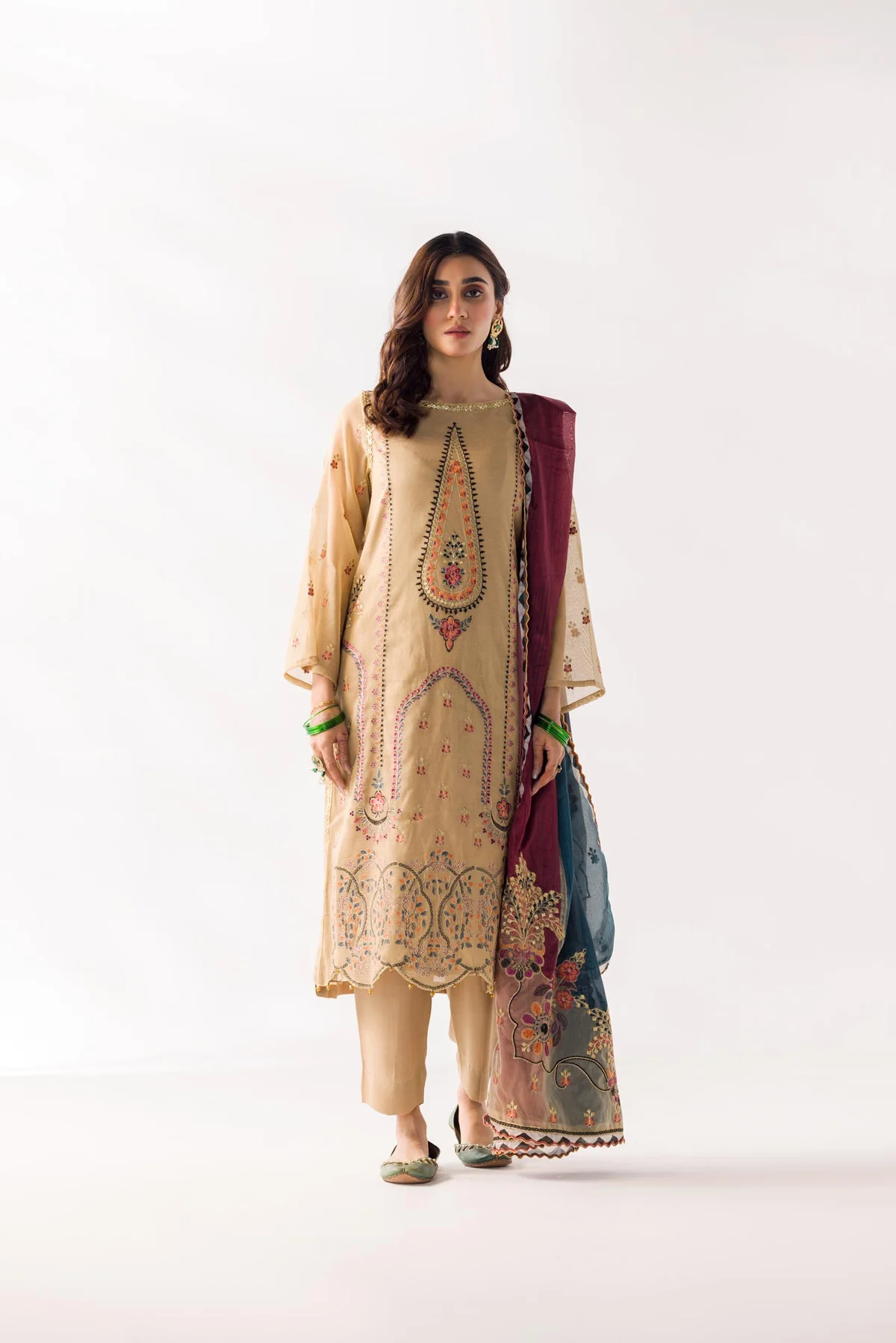 Camel Embroidered Suit