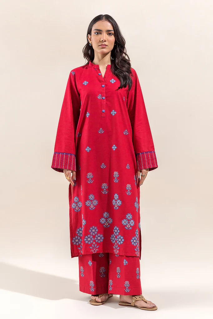 Embroidered Lawn Suit Red