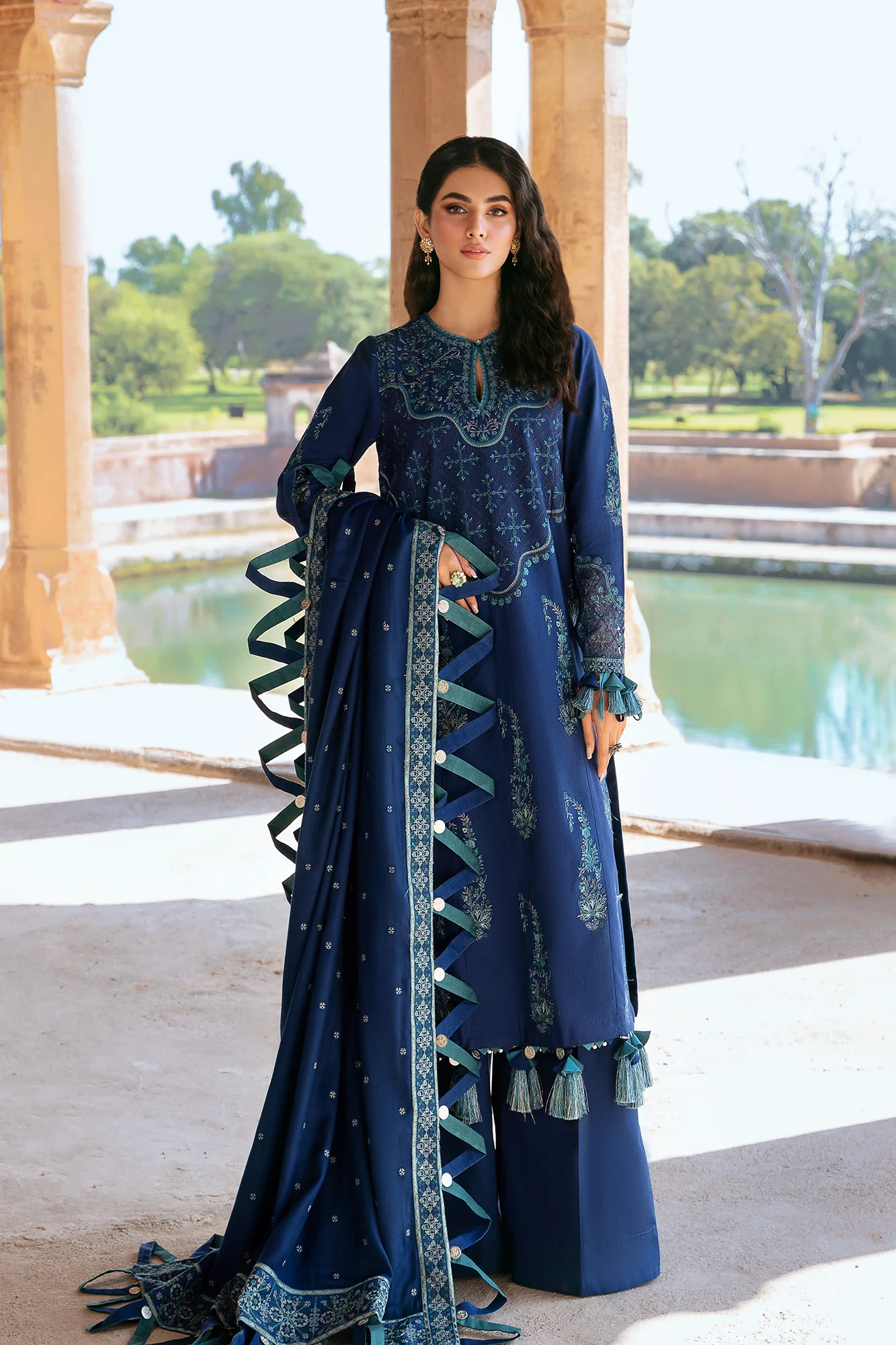 Embroidered Suit Blue