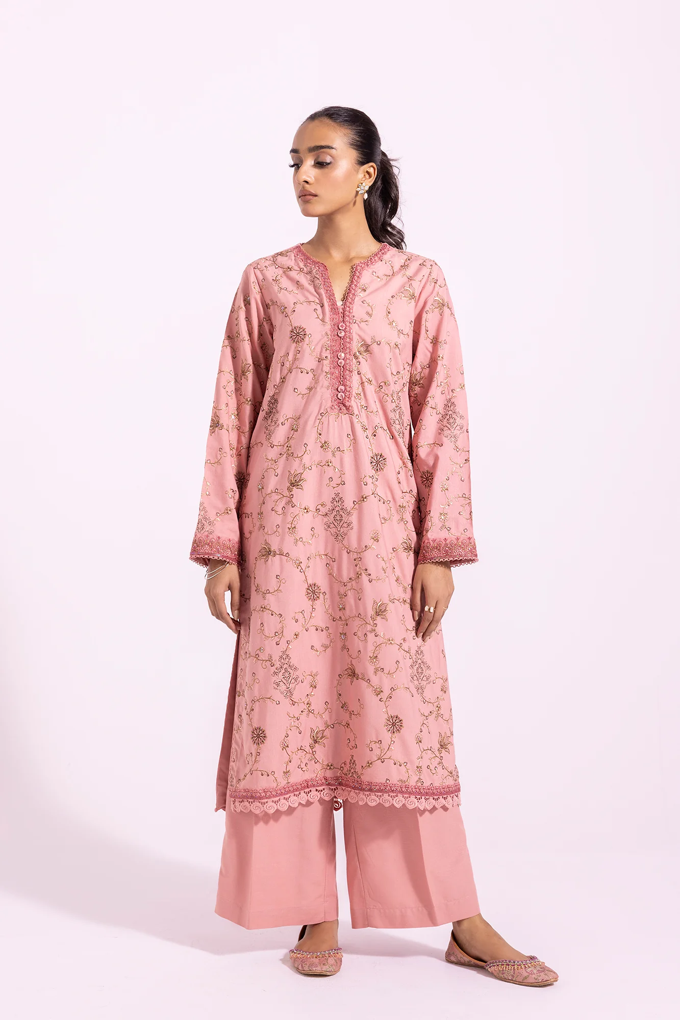 Embroidered Suit Pink