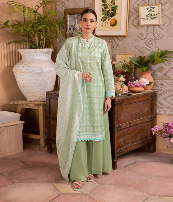 Shirt Shalwar Dupatta - Green - Lawn Suit