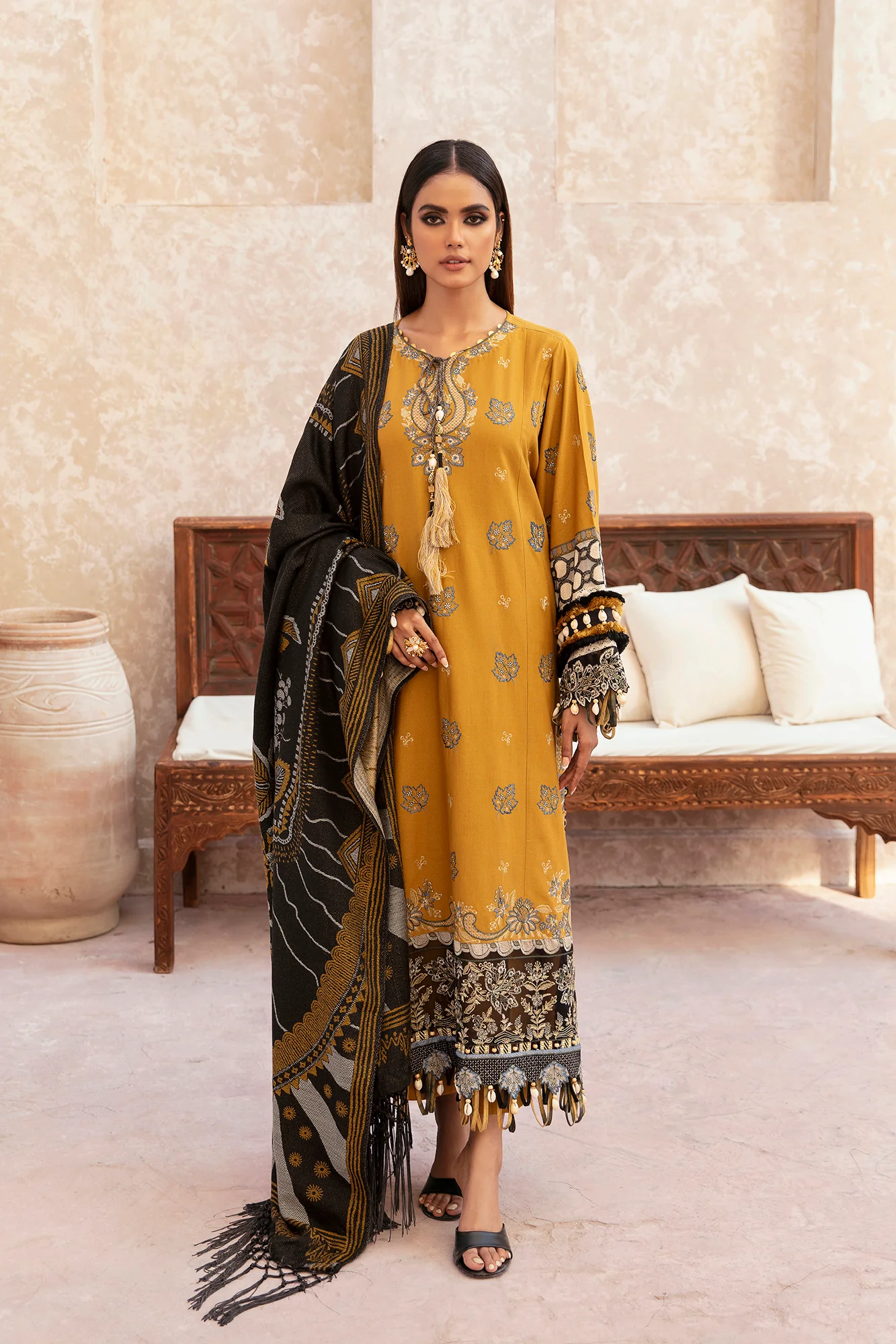 rozana three piece embroided suit unstitched ethnc 2024 sale